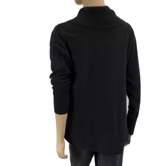 jm collection cut in front sweater black size:M - Picture 6 of 16